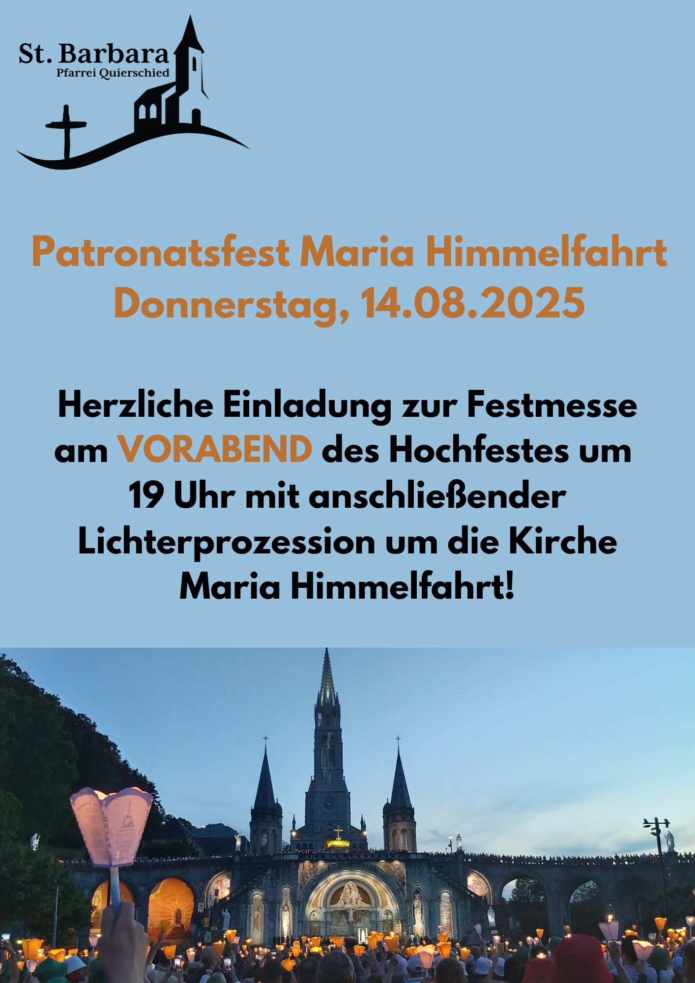 Einladung zum Patronatsfest Maria Himmelfahrt