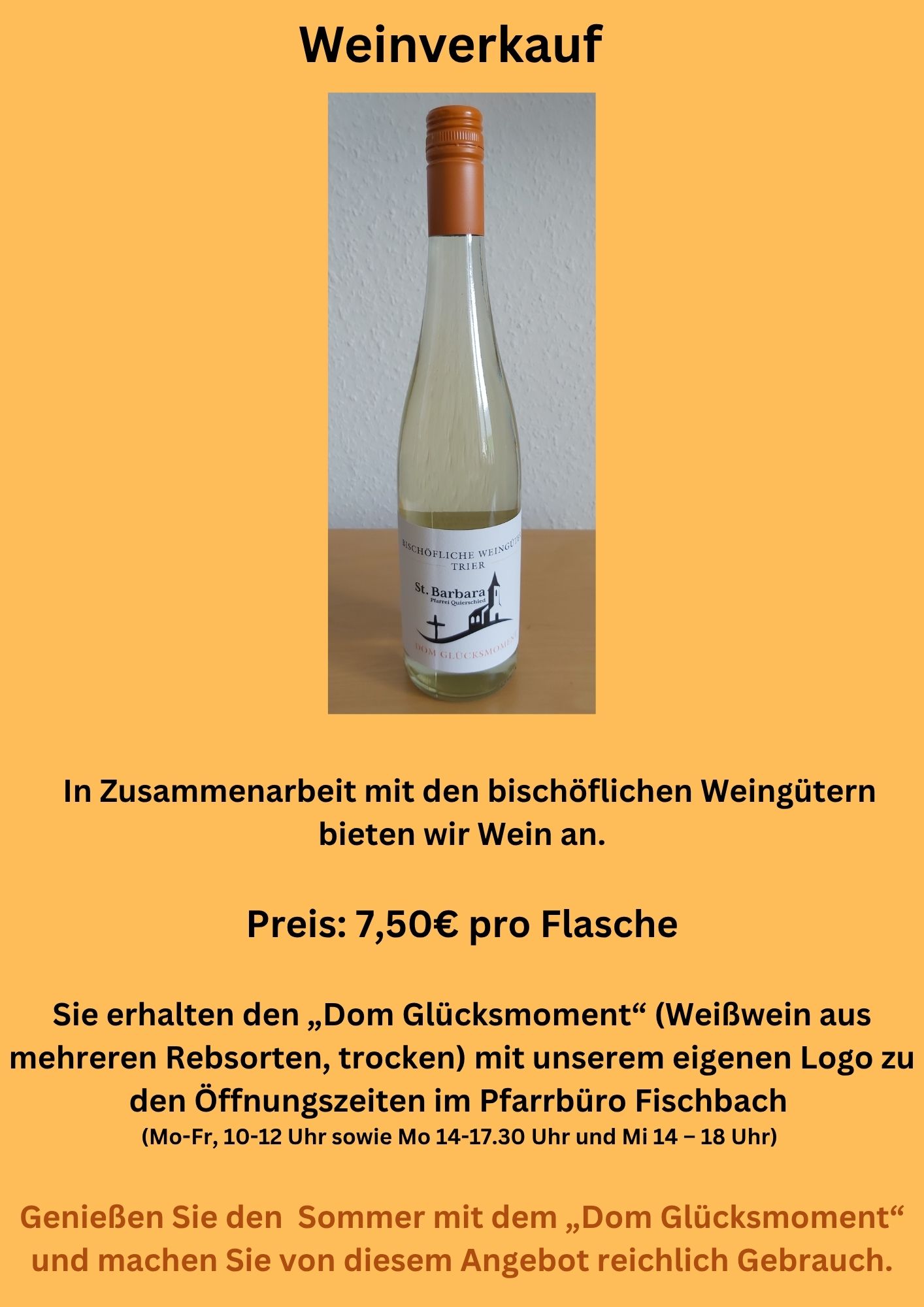 Verkauf Weißwein der Bischöflichen Weingüter